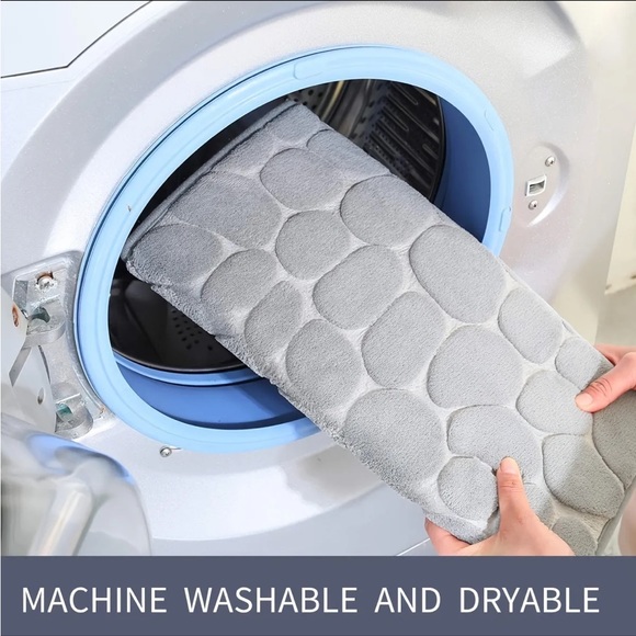 NWT: Cobblestone Memory Foam Bath Mat / Rug - Grey - Picture 4 of 7